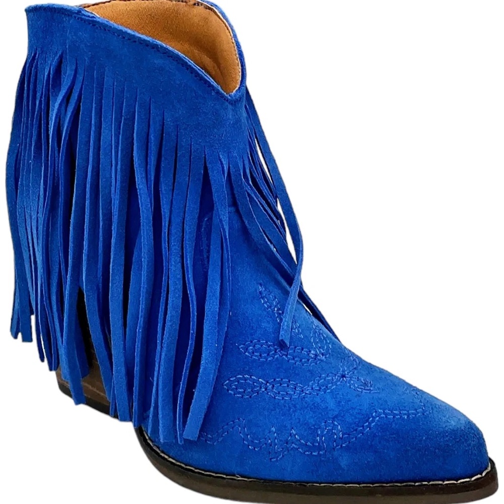 Dingo Women's Tangles Suede Pull On Booties Blue